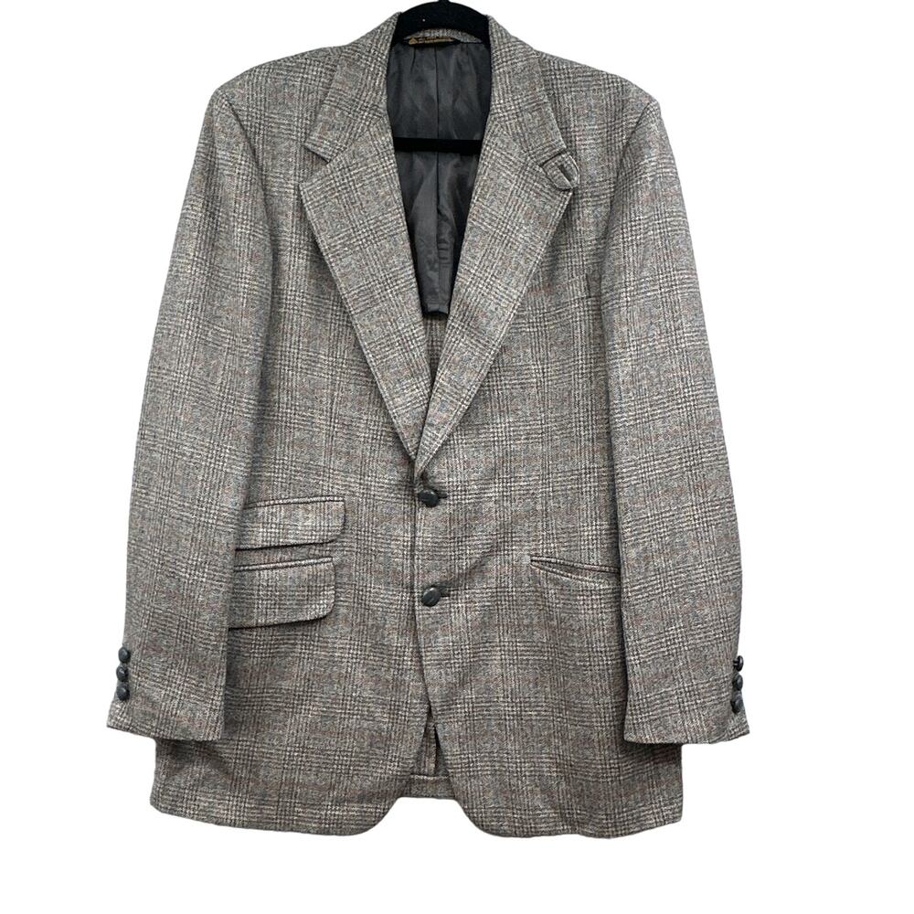 VTG Doncaster Sportcoat 40 Wool 2 Button Academia Busines Career Professor Plaid